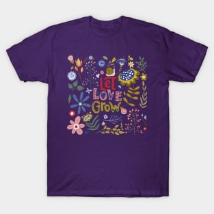 Let love grow flowers pattern T-Shirt